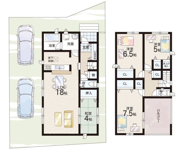 ■門真市江端町　第3期　新築一戸建ての間取り|2号地