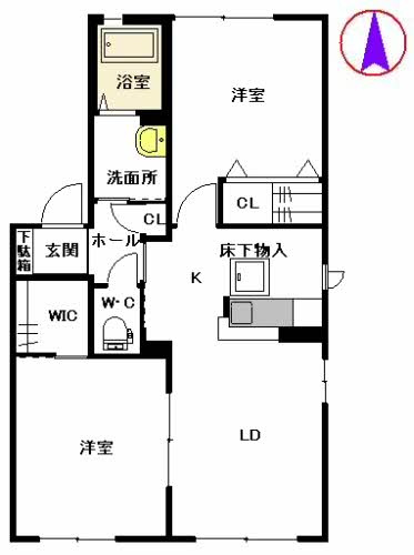 熊本市東区秋津２丁目のアパートの間取り