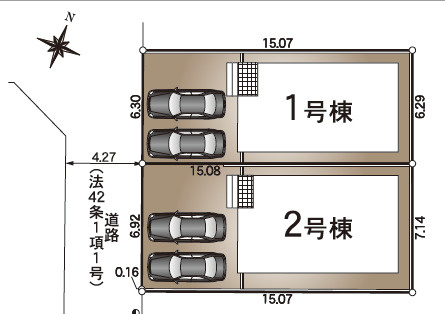 高知市針木東町　第1　2号棟　新築戸建　の間取り|全2区画あります。
