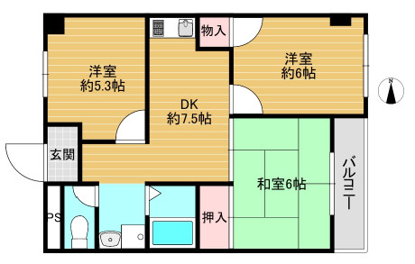 サンライズ生駒の間取り