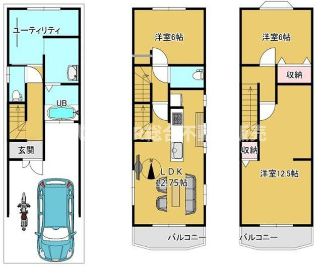 近江堂3丁目中古戸建の間取り|全居室6帖以上のゆったりめ設計で家族の時間と個々の時間を大事にできる間取りです！