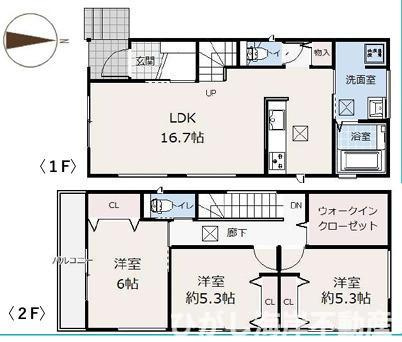 茅ヶ崎市南湖5丁目　新築戸建の間取り|南向き　３LDK