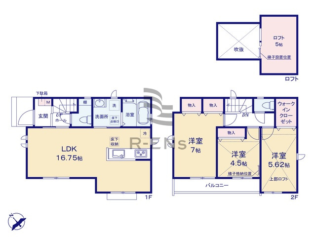 【間取り】 | 練馬区土支田３丁目　新築戸建て　B号棟 | 趣味や収納にも便利な、使い勝手の良いロフト空間