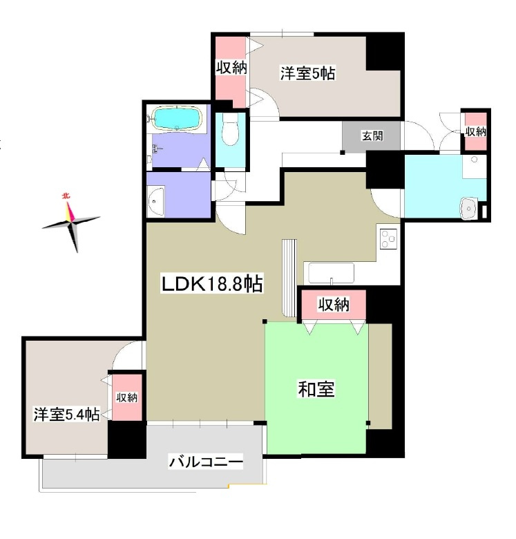 グランヴィルけやき台Ⅰ番館の間取り|LDK18.8帖、全居室収納スペース付、日当たり良好な3階部分のお部屋です。