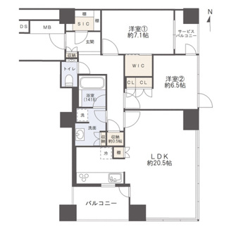 【間取り】 | 堂島ザレジデンスマークタワー | 【間取り】高層階・角部屋につき、眺望・採光・通風良好☆