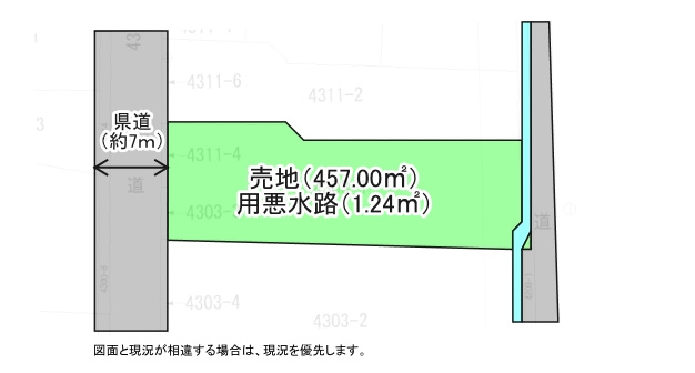 中央市西花輪住宅用地の区画図