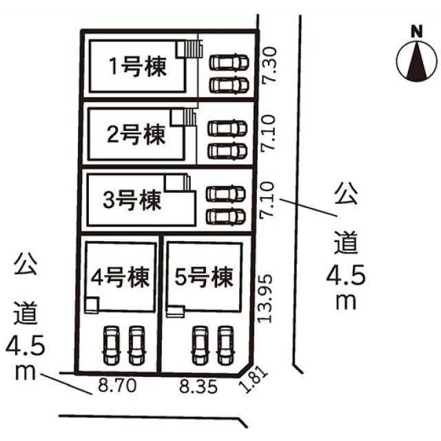 豊橋市芦原町字西上の新築一戸建の区画図| こちらは2号棟の物件になります