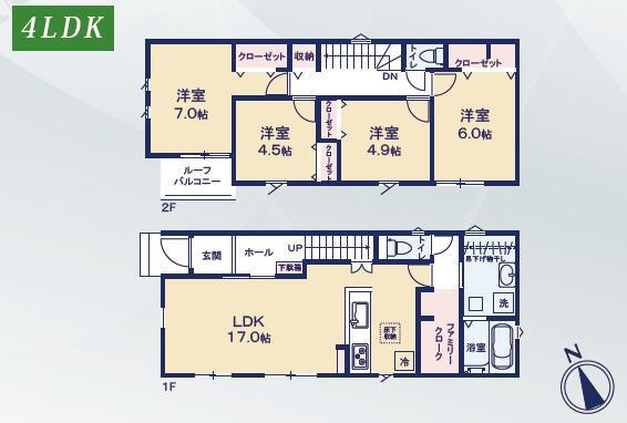 豊橋市二川町字東町の新築一戸建の間取り| 3390万円、4LDK、土地面積166.63m2、建物面積101.85m2 