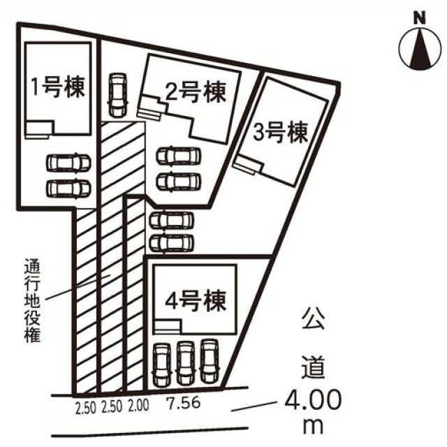 豊橋市高洲町字高洲の新築一戸建の区画図|2号棟です！こちらの物件は3台駐車可能になります！