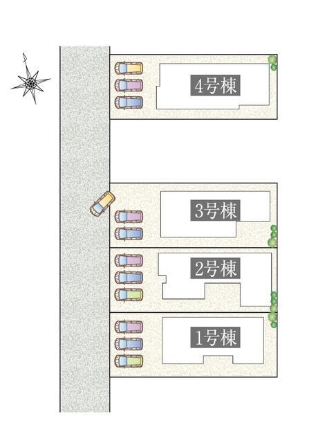 豊川市三蔵子町西浦の新築一戸建の区画図| こちらは1号棟の物件になります