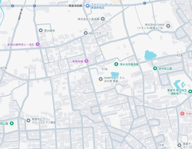 箕面市新稲　第1期　新築一戸建ての地図