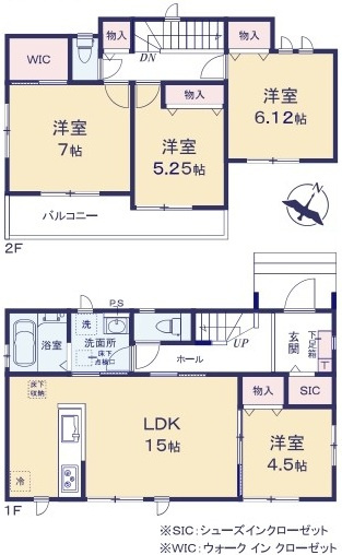 ひたちなか市足崎1474番　新築戸建て　D号棟の間取り|間取り図です♪
実際の空間の広さや陽当たり、風通しなどは現地でご確認できます♪
