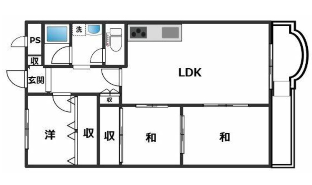 コボリマンション夙川老松台B棟の間取り|室内綺麗に使用されています