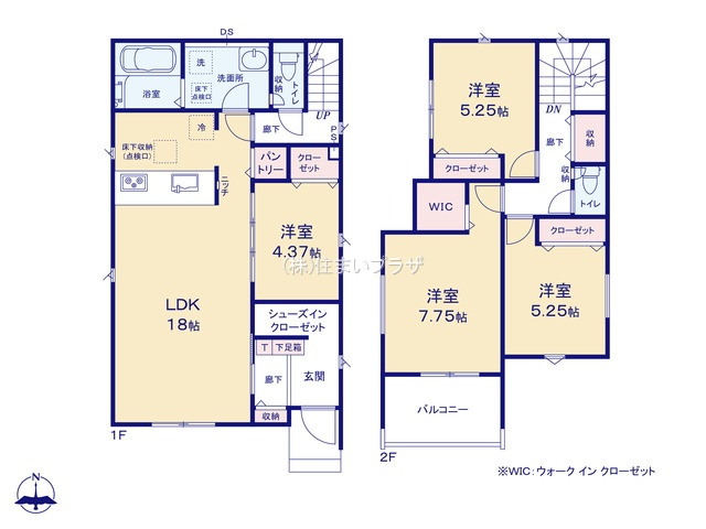 仲介手数料無料）一宮市木曽川町玉ノ井３期１号棟の間取り