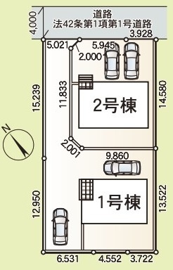 石岡市鹿の子　第1　新築戸建て　2号棟の区画図|区画図です♪