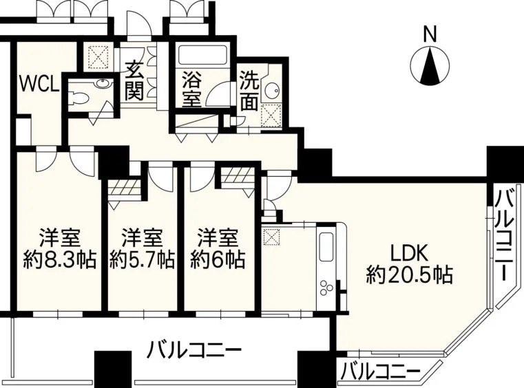 熊本市中央区大江５丁目の賃貸マンションの間取り