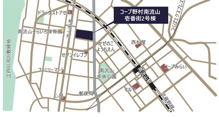 コープ野村南流山壱番街2号棟の地図