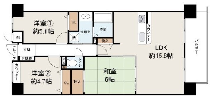 ファミールハイツ堺Ⅱ番館の間取り