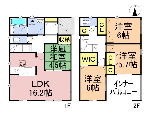クワイエ　羽島郡岐南町薬師寺第2　全3区画分譲の間取り|■1号棟　■ヤマダ不動産　株式会社リライフ　
■夢のマイホーム購入をフルサポートします！