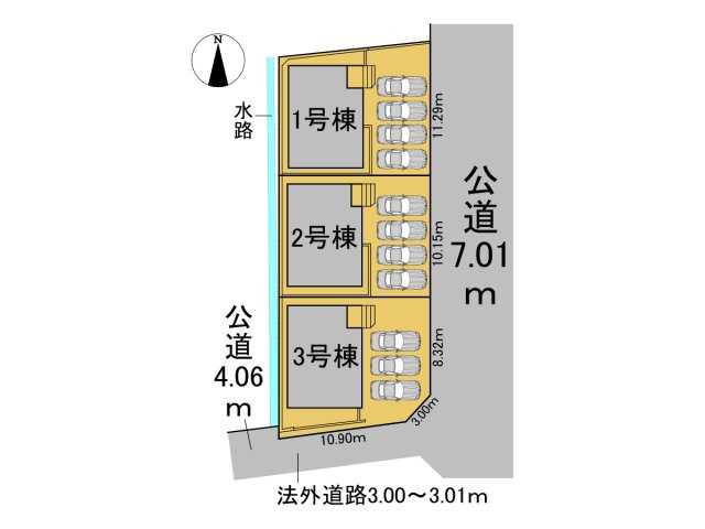 クワイエ　羽島郡岐南町薬師寺第2　全3区画分譲の区画図|■区画図
■YAMADA電機の　ヤマダ不動産　株式会社リライフ　
いつでもお問合わせ下さい。