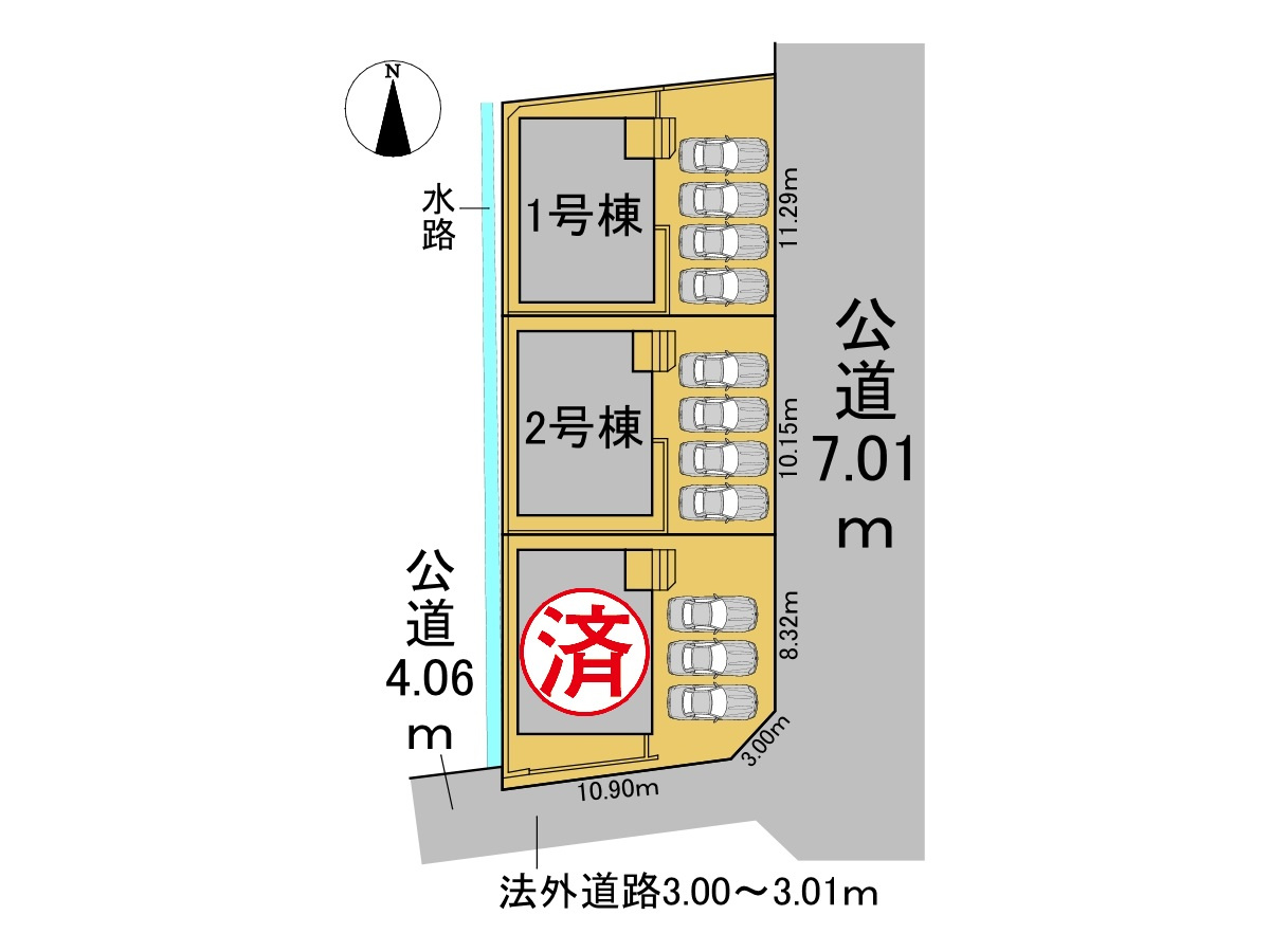 クワイエ　羽島郡岐南町薬師寺第2　全3区画分譲の区画図|■区画図
■YAMADA電機の　ヤマダ不動産　株式会社リライフ　
いつでもお問合わせ下さい。