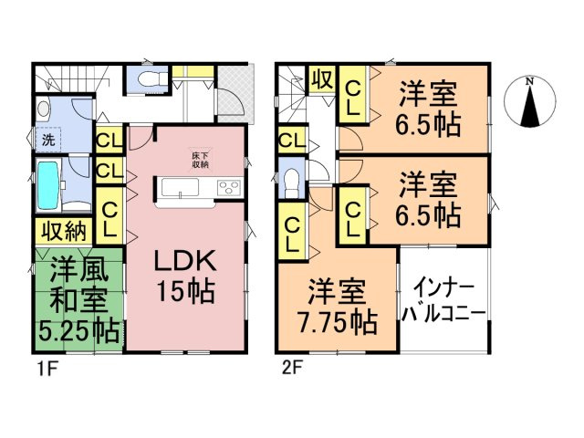 クワイエ　羽島郡岐南町薬師寺第2　全3区画分譲の間取り|■2号棟　■ヤマダ不動産　株式会社リライフ　
■夢のマイホーム購入をフルサポートします！