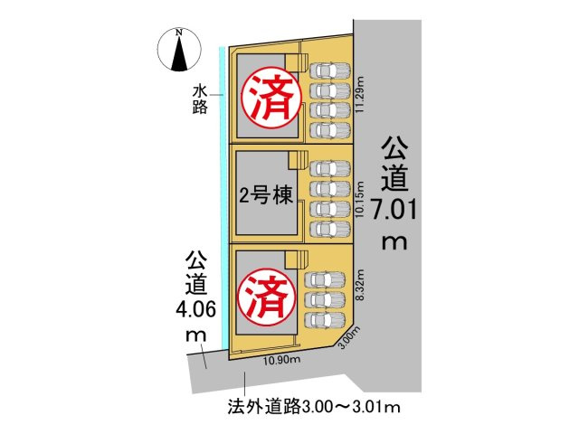 クワイエ　羽島郡岐南町薬師寺第2　全3区画分譲の区画図|■区画図
■YAMADA電機の　ヤマダ不動産　株式会社リライフ　
いつでもお問合わせ下さい。
