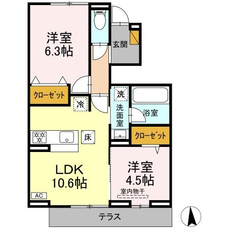 リッシュセゾン Eの区画図