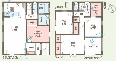 全8棟　6号地　駐車２台　4LDK　西区竜が岡1丁目　新築戸建の間取り