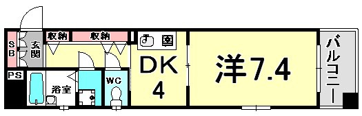 プレサンス新神戸の間取り|脱衣所付き。