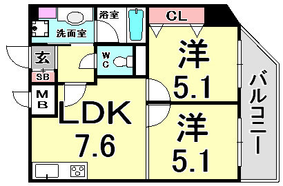 ロイヤルヒル神戸三ノ宮Ⅱの間取り
