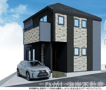 茅ケ崎市出口町　新築戸建の外観パース|イメージパスですので実際のものと多少異なります
