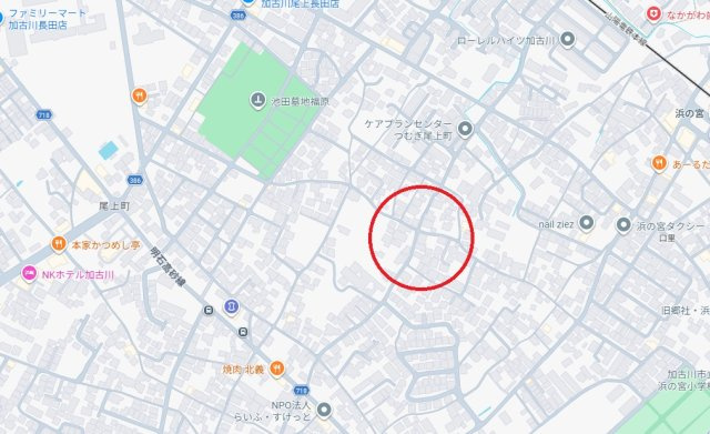 加古川市尾上町口里　　山陽電鉄「浜の宮駅」徒歩8分の地図