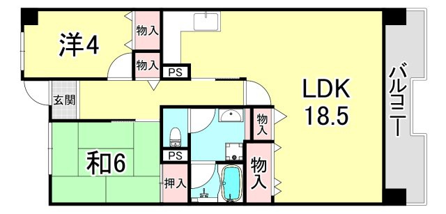 UR武庫川 18号棟の間取り