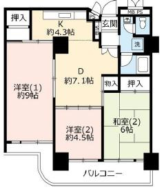 UR武庫川 19号棟の間取り