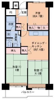 UR武庫川 8号棟の間取り