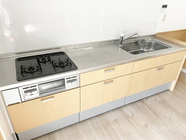 原田マンションのキッチン|グリル付きガスコンロです！