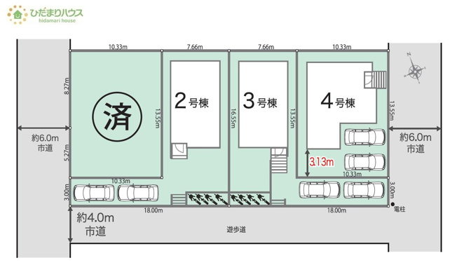 【区画図】 | 龍ケ崎市久保台2丁目第1期　新築戸建　2号棟 | ご家族でお車に乗る方に！駐車場2台分あります！
（2号棟）
