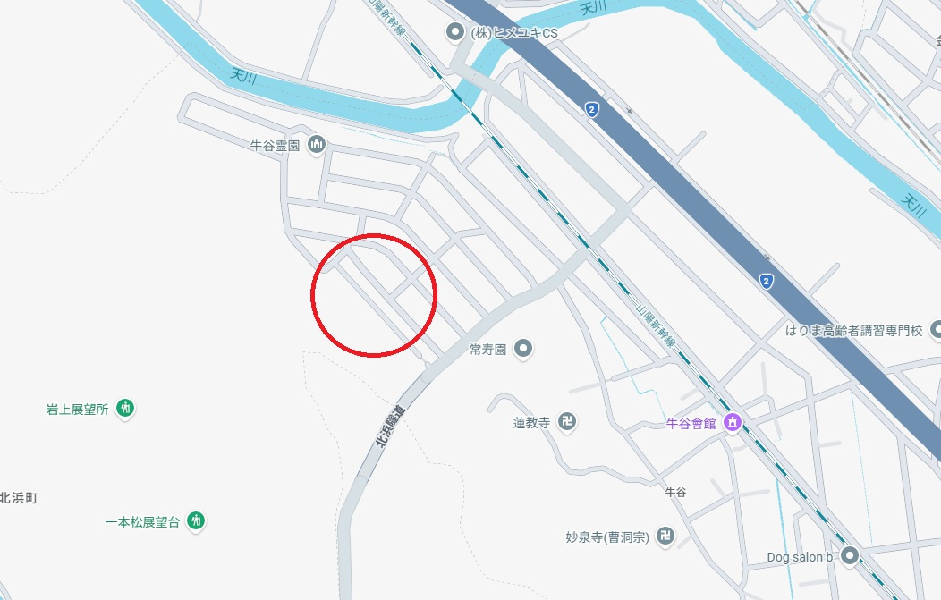 高砂市北浜町牛谷　　　山陽電鉄「曽根駅」徒歩16分の地図