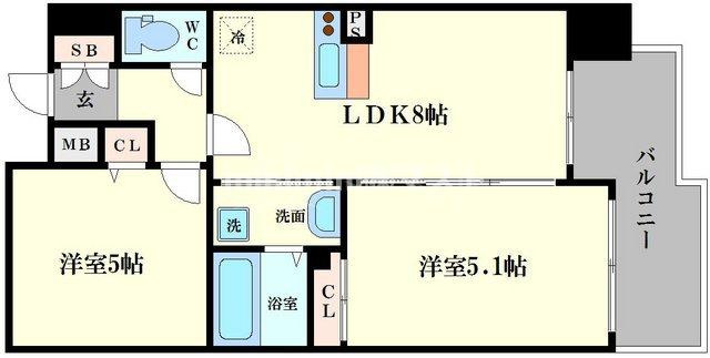 エステムプラザ難波ＥＡＳＴⅡブレストの間取り