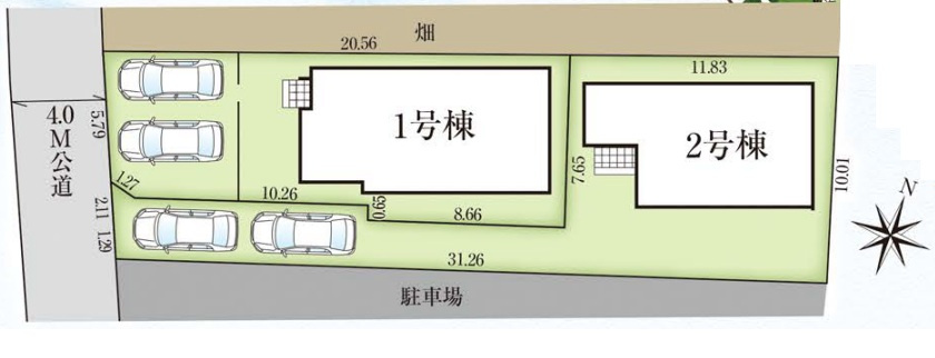 三郷市　彦糸1丁目　新築戸建　全2棟の区画図|区画図です