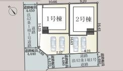 古河市新久田第1　新築一戸建て　02　クレイドルガーデンの区画図|全2棟