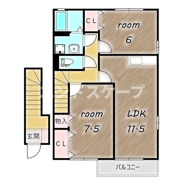 ロイヤルガーデン連取　Ｃの間取り|高崎、前橋のお部屋探しはエンドスケープまで！お客様の理想お聞かせ下さい♪