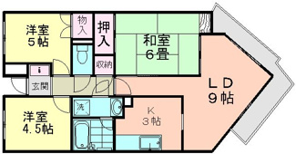 【間取り】 | ライフタウン北本町 | バルコニーが特徴的な3ＬＤＫ