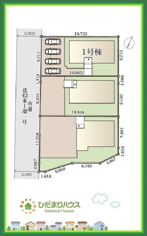 いわき市常磐下船尾１期　新築戸建　1号棟の区画図|閑静な住宅地で叶える穏やかな新生活☆彡
