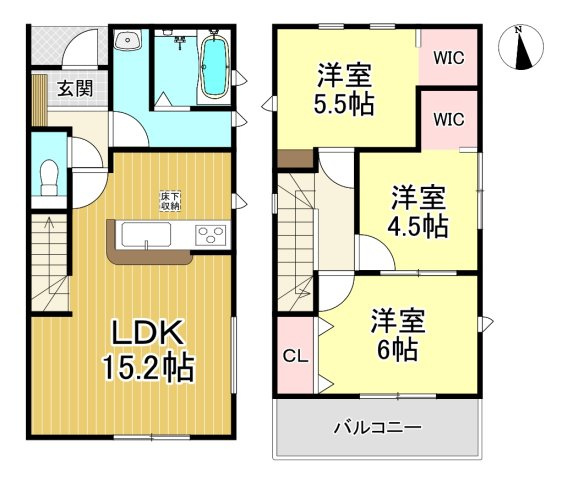 知多市新舞子字神田　全6棟　3号棟の間取り|3LDK+2WIC☆