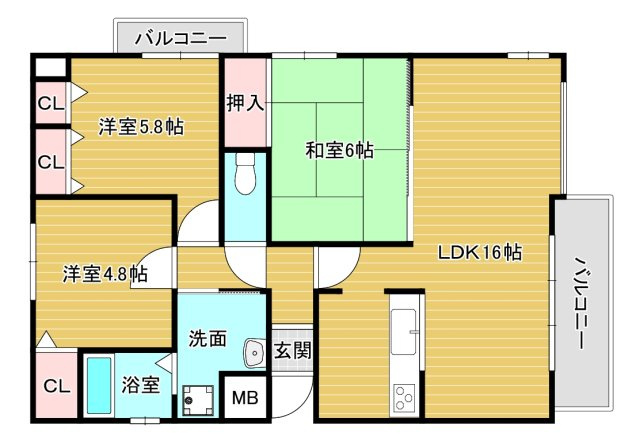 グランパス富田林の間取り