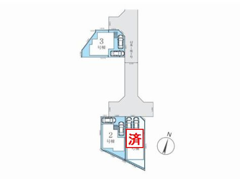 【仲介手数料０円】藤沢市長後3期　新築一戸建て　全3棟の区画図|藤沢市長後3期　新築一戸建て　全3棟