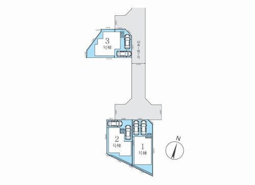 【区画図】 | 【仲介手数料０円】藤沢市長後3期　新築一戸建て　全3棟 | 藤沢市長後3期　新築一戸建て　全3棟
