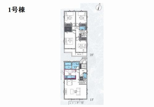 【間取り】 | 【仲介手数料０円】藤沢市長後3期　新築一戸建て　全3棟 | 1号棟　藤沢市長後3期　新築一戸建て　全3棟